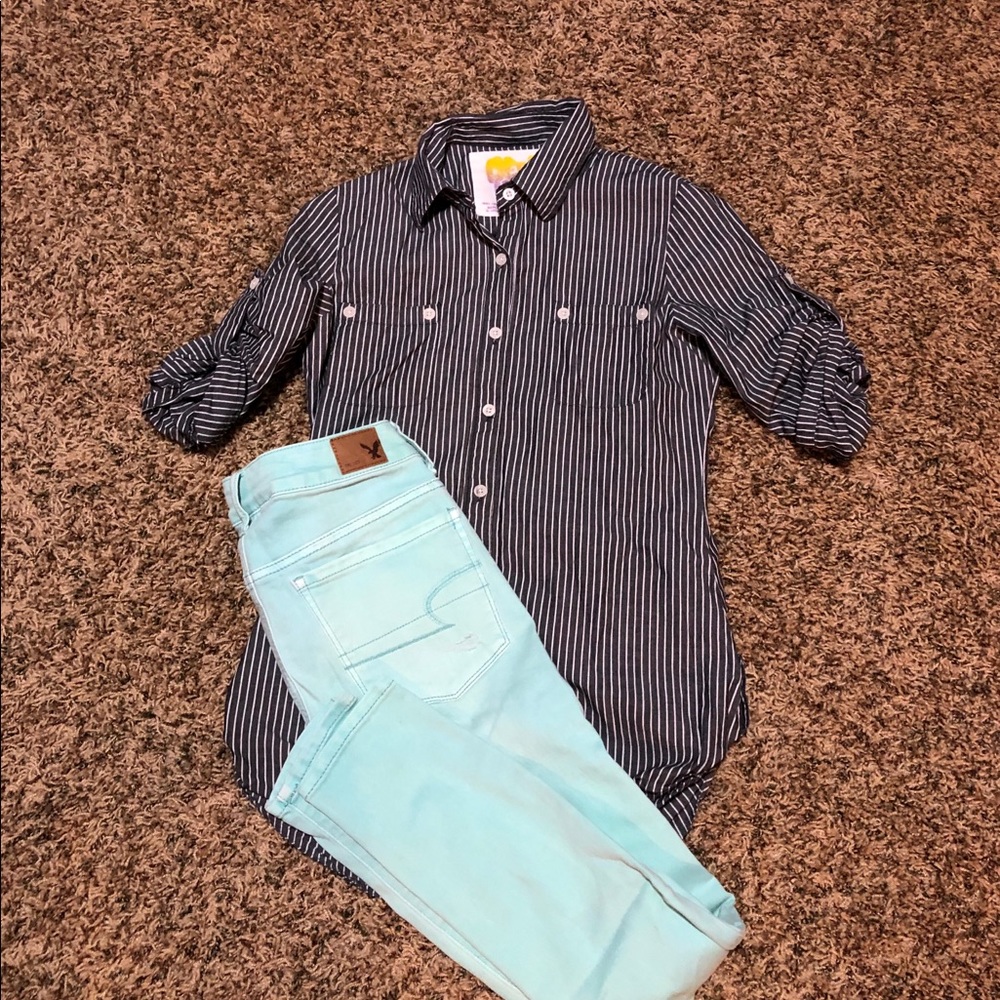 American eagle jeans size-2, shirt size-S